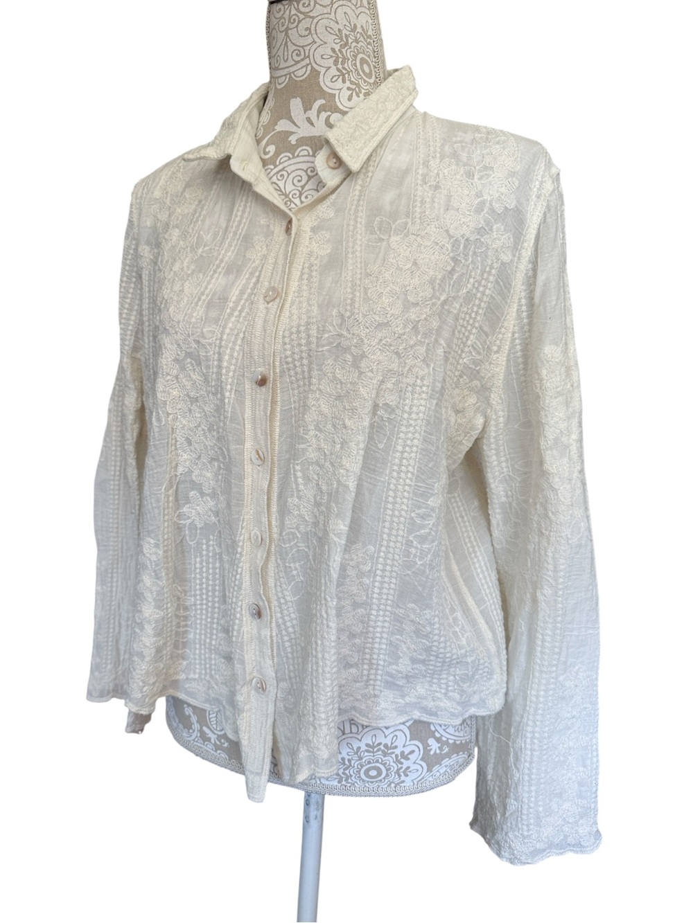 Embroidered button up